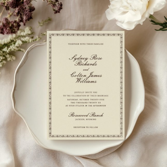 Faire-Part de Mariage Cadre Orné Romantique Wester (Créateur téléchargé)