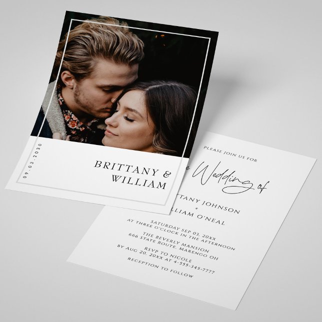 Faire-Part de Mariage Cadre Photo Élégant (Minimalist Photo Wedding Invite - Modern & Chic)