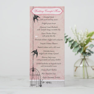 Faire-part de mariage Cage à oiseaux en damas rose