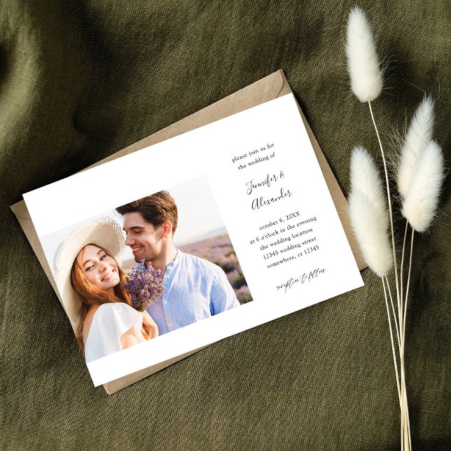 Faire-part de mariage calligraphié avec photo de c (Créateur téléchargé)