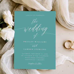 Faire-Part de Mariage Calligraphie Bleu Boîte Cade