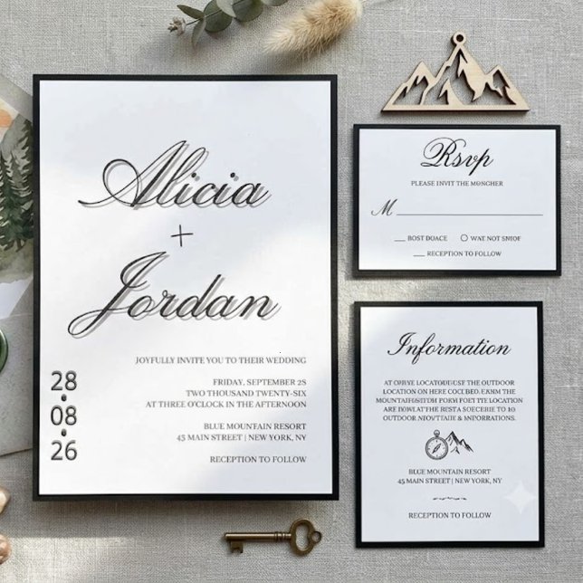 Faire-part de mariage calligraphié chic minimalist (Créateur téléchargé)