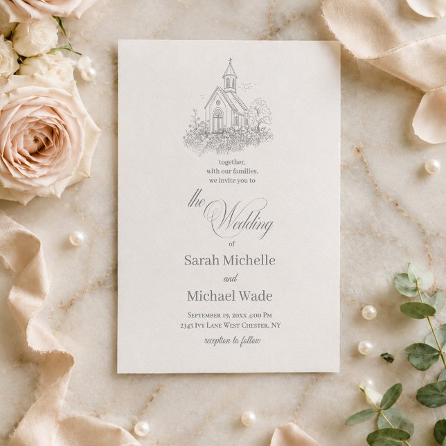 Faire-part de mariage calligraphié d'église (Créateur téléchargé)