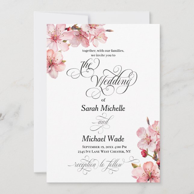 Faire-part de mariage calligraphié élégant Hawthor (Devant)