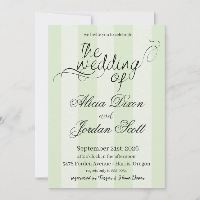 Faire-part de mariage calligraphié élégant minimal (Devant)