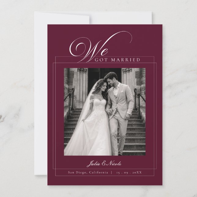 Faire-part de mariage calligraphié en ivoire et bo (Dos)