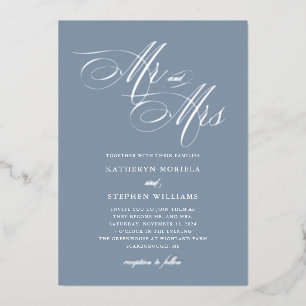 Faire-part de mariage calligraphié Mr & Mrs avec f
