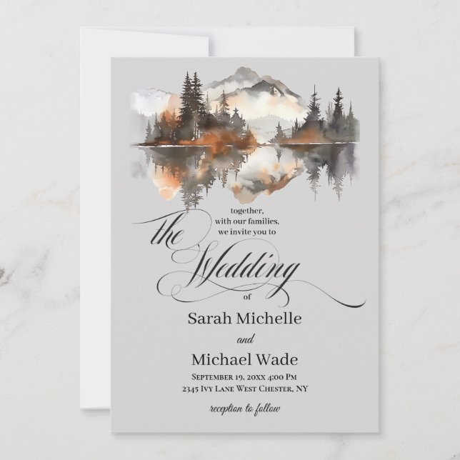 Faire-part de mariage calligraphié Mystic Autumn (Devant)