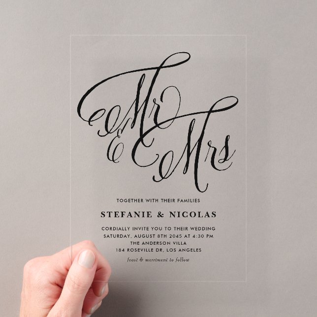 Faire-part de mariage calligraphié rustique M. et  (In situ (ordinateur de poche))