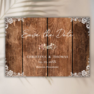 Faire-Part de Mariage Campagnard Bois Rustique et 