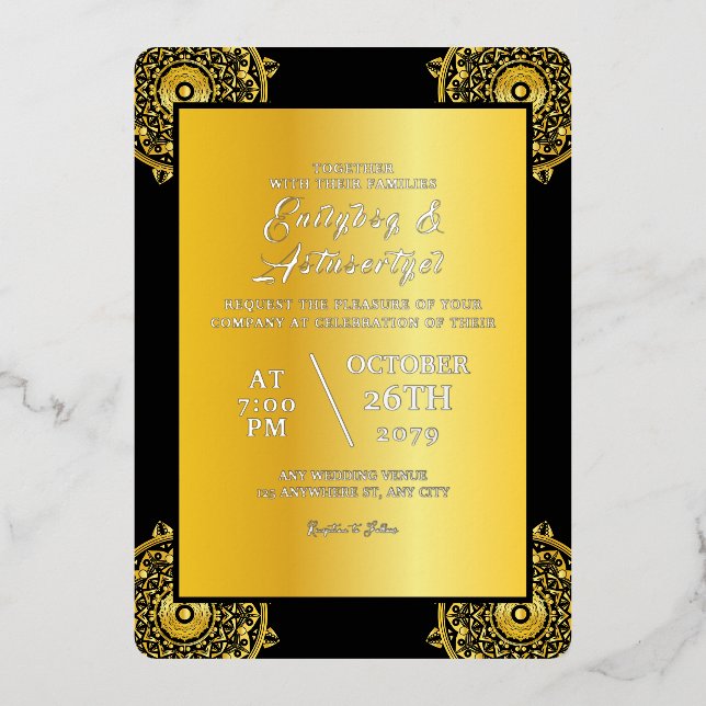 Faire-part de mariage Card Luxe Gold Foil Design (Recto)