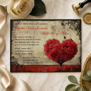 Faire-part de mariage cardiaque Inséparables en ro