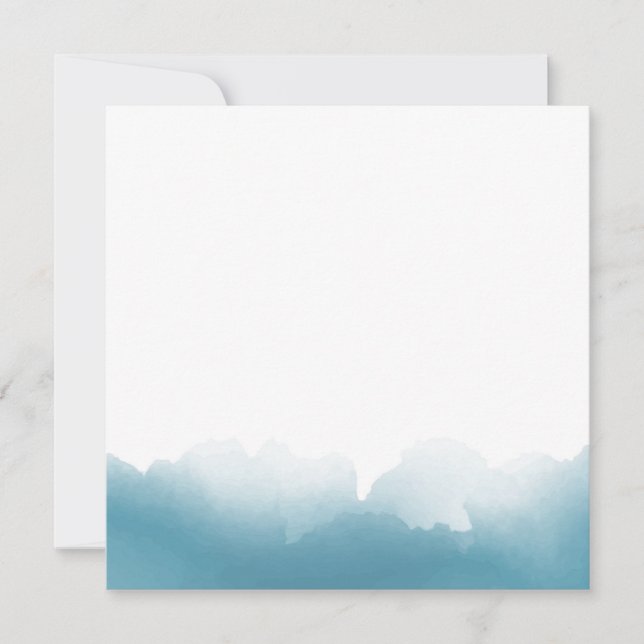 Faire-part de mariage carré aquarelle bleue (Devant)