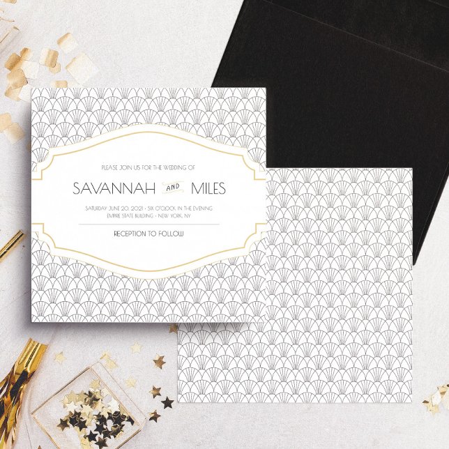 Faire-part de mariage Carré de cadre Art déco (Créateur téléchargé)