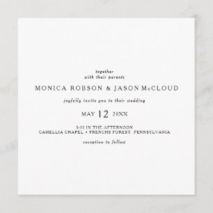 Faire-part de mariage Carré minimaliste classique