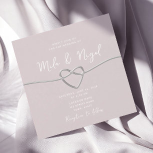 Faire-part de mariage carré minimaliste rose poudr