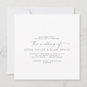 Faire-part de mariage Carré moderne Silver Script