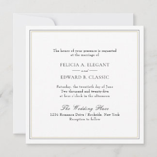Faire-part de mariage Carré typographique classiqu