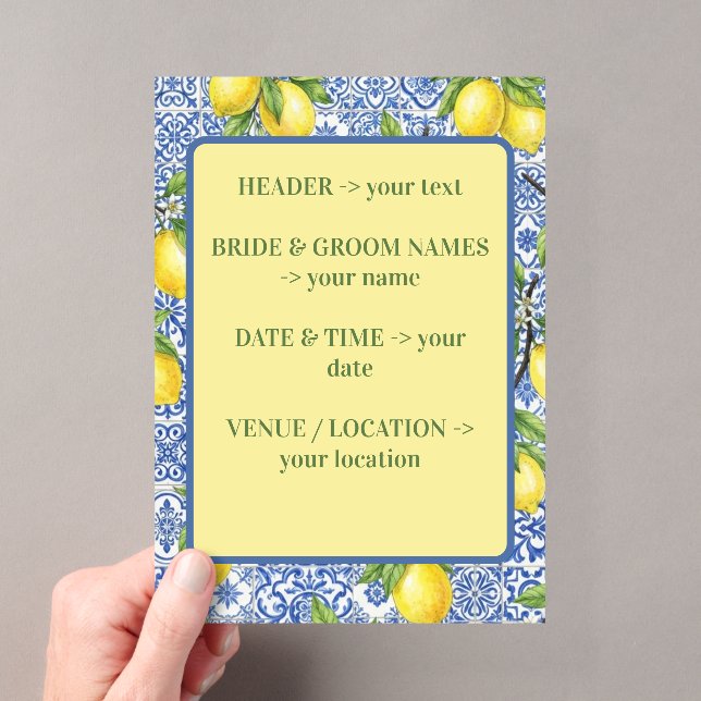 Faire-part de mariage Carrelage sicilien & Citron  (In situ (ordinateur de poche))