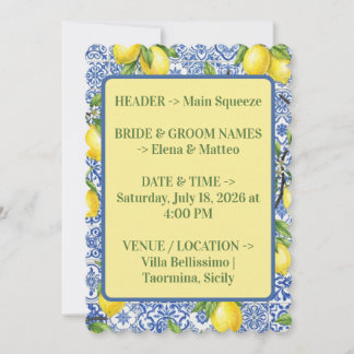 Faire-part de mariage Carrelage sicilien et citron