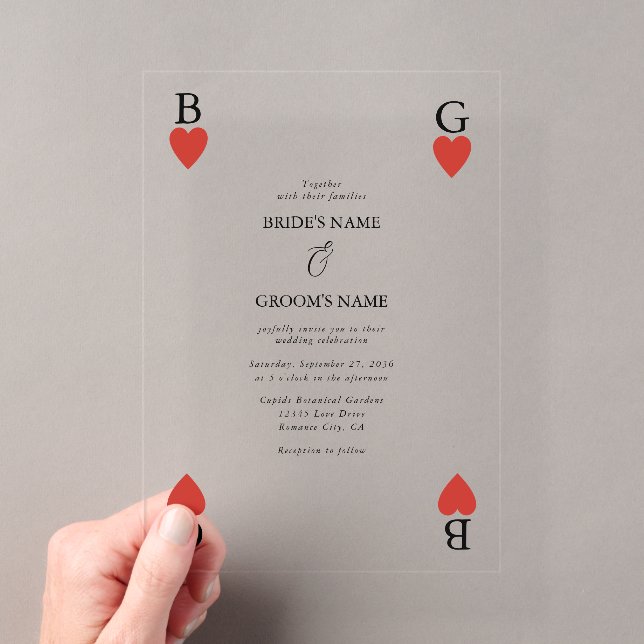 Faire-part de mariage carte à jouer coeurs monogra (In situ (ordinateur de poche))