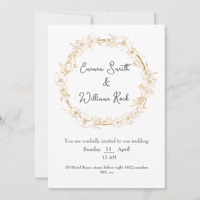 Faire-part de mariage carte beige et blanc (Devant)