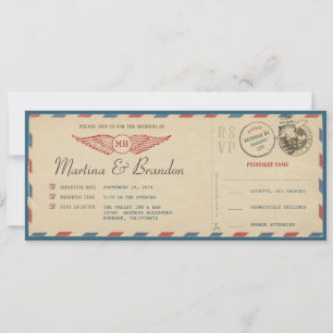 Faire-part de mariage Carte d'embarquement par avi