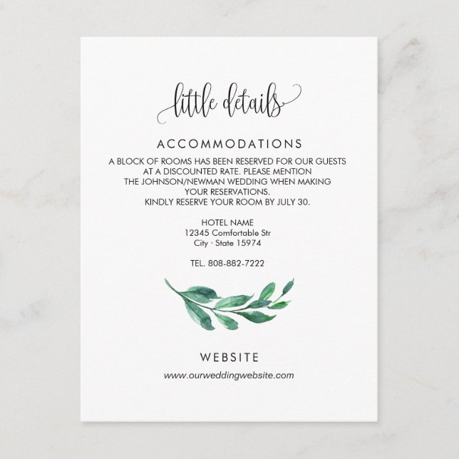 Faire-part de mariage - carte d'information jointe (Devant)