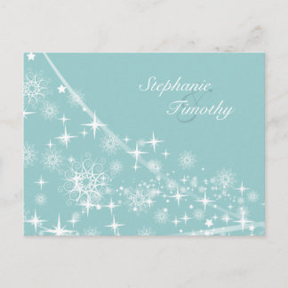 Faire-part de mariage carte postale avec flocons d