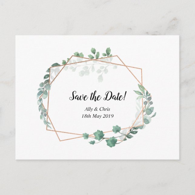 Faire part de mariage carte postale florale pour r (Devant)