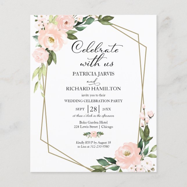 Faire-part de mariage casual à budget maîtrisé ave (Devant)