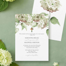 Faire-part de mariage catholique aux hortensias ve