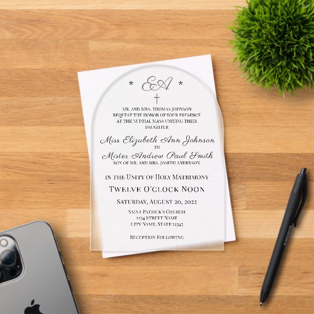 Faire-part de mariage catholique avec monogramme (Insitu (Carte d'invitation))