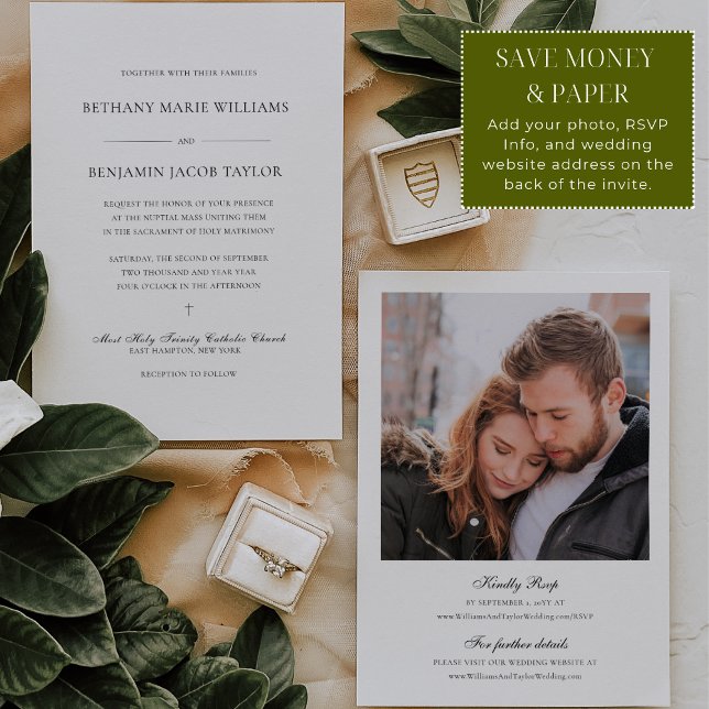 Faire-part de mariage catholique Bethany avec RSVP (Créateur téléchargé)