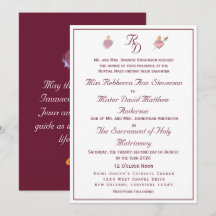 Faire-part de mariage catholique Burgundy Two Hear