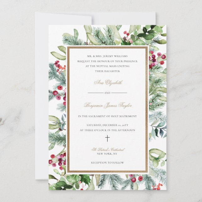 Faire-part de mariage catholique d'Ava Christmas G (Devant)