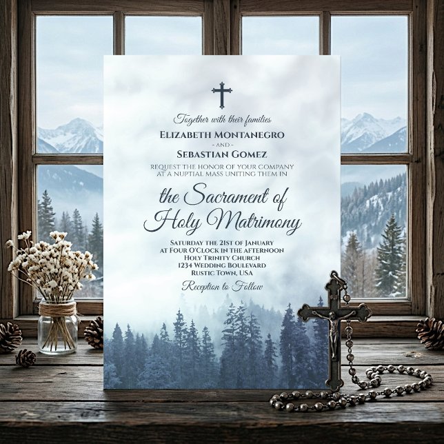 Faire-part de mariage catholique moderne Forêt de  (Créateur téléchargé)