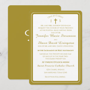Faire-part de mariage catholique monogrammé intemp