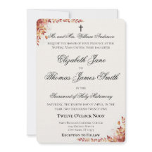 Faire-part de mariage catholique rouge et or d'aut