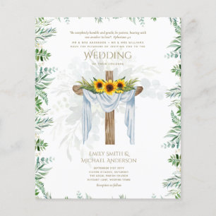 Faire-part de mariage CATHOLIQUE Tournesols Croix
