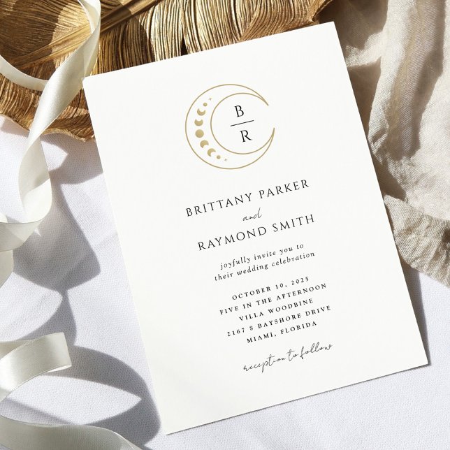 Faire-part de mariage céleste d'or (Créateur téléchargé)