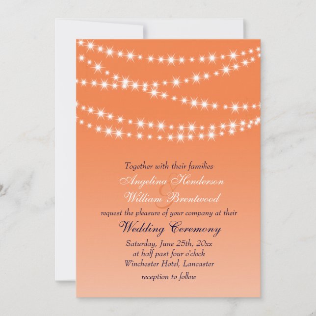Faire-part de mariage Celosia Orange Twinkle Light (Devant)