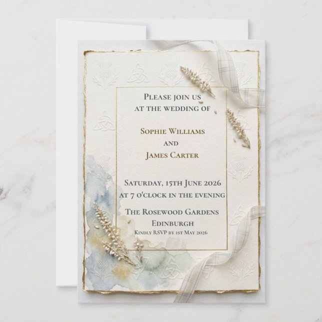 Faire-part de mariage celtique à motif de lavande  (Devant)