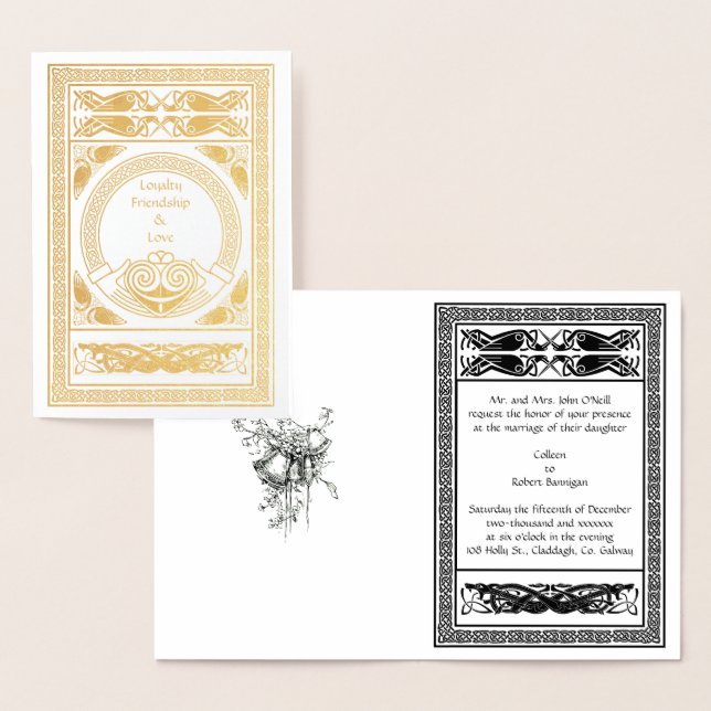 Faire-part de mariage celtique avec Claddagh et Fo (Affichage)