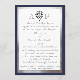 Faire-part de mariage celtique écossais moderne -