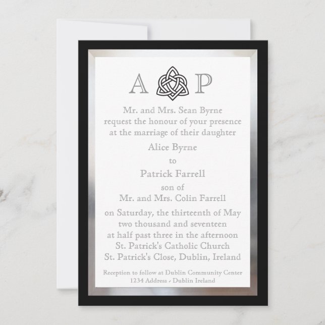 Faire-part de mariage celtique moderne (Devant)