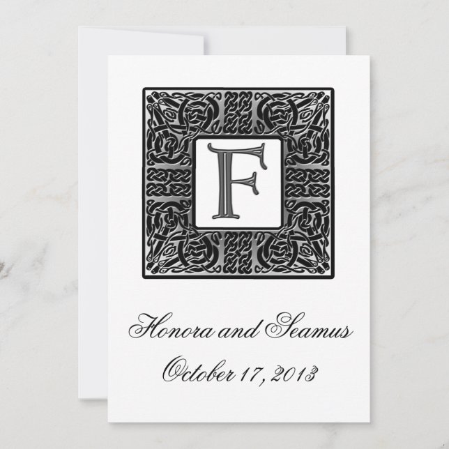 Faire-part de mariage Celtique Monogramme Argent (Devant)