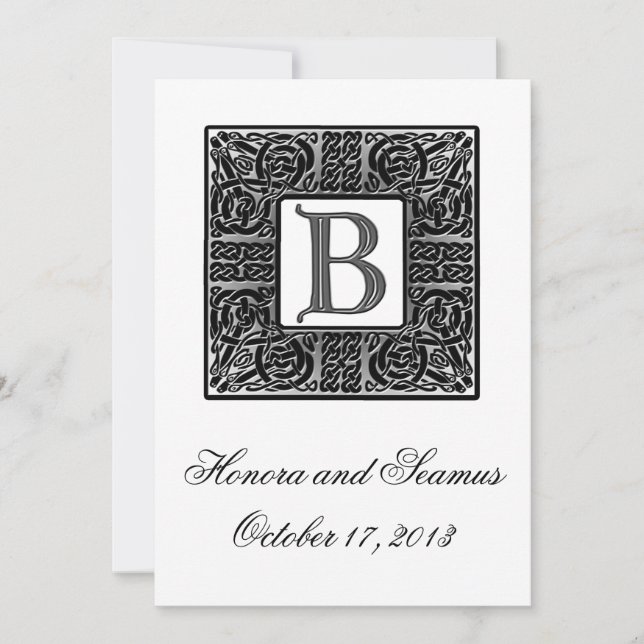 Faire-part de mariage Celtique Monogramme Argent (Devant)