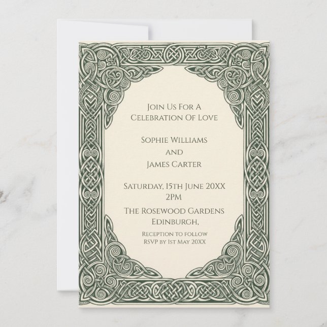 Faire-part de mariage celtique Sage (Devant)