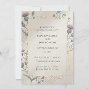 Faire-part de mariage celtique tartan foncé